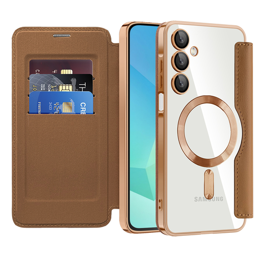  Techsuit - SmartMag Könyv Tok - Samsung Galaxy A16 4G / A16 5G - Barna tok