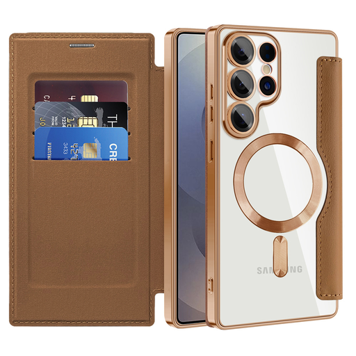  Techsuit - SmartMag Képernyővédő Tok - Samsung Galaxy S25 Ultra - Barna tok