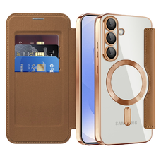  Techsuit - SmartMag Könyv Tok - Samsung Galaxy S25 Plus - Barna tok