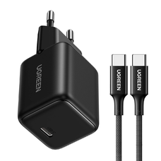 Ugreen X513 30W GaN fali töltő 1x USB-C + 1m USB-C kábel - Fekete