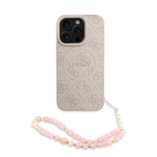 Guess PU Leather 4G Colored Ring Strap MagSafe tok iPhone 16 Pro Pink tok
