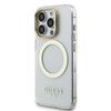 Guess IML Arany Kontúros Kitámasztós Kamera Keretes MagSafe tok iPhone 15 Pro Átlátszó - 0. kép