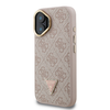 Guess PU 4G Strass Háromszög Logo Állvány Kamera Keretes MagSafe Tok iPhone 16 Rózsaszín - 0. kép