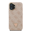 Guess PU 4G Strass Háromszög Logo Állvány Kamera Keretes MagSafe Tok iPhone 16 Rózsaszín - 1. kép