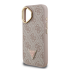 Guess PU 4G Strass Háromszög Logo Állvány Kamera Keretes MagSafe Tok iPhone 16 Rózsaszín - 3. kép