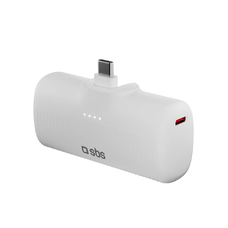 SBS EcoPower 5000 mAh 10W Powerbank beépített USB-C porttal - Fehér