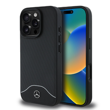 Mercedes Fa Imitáció és Simított Bőr MagSafe tok iPhone 16 Pro-hoz Fekete
