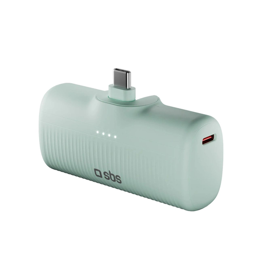 SBS EcoPower 5000 mAh 10W Powerbank beépített USB-C porttal - Zöld