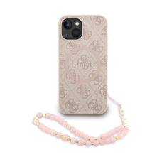 Guess PU bőr 4G Színes Gyűrűs Pánt MagSafe tok iPhone 13 Pink