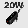 SBS Hybrid PD 20W 5000mAh Power Bank beépített kábellel és összecsukható dugóval - Fekete - 0. kép