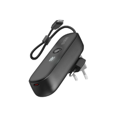 SBS Hybrid PD 20W 5000mAh Power Bank beépített kábellel és összecsukható dugóval - Fekete