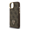 Guess PU 4G Strass Triangle Logo Stand Camera Frame MagSafe tok iPhone 14-hez barna - 3. kép
