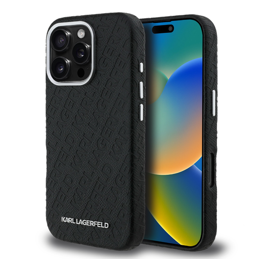 Karl Lagerfeld Grained PU Ismétlődő Logó MagSafe Tok iPhone 16 Pro Fekete tok Karl Lagerfeld Grained PU Ismétlődő Logó MagSafe Tok iPhone 16 Pro Fekete tok
