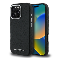 Karl Lagerfeld Grained PU Ismétlődő Logós MagSafe tok iPhone 16 Pro Max Fekete tok