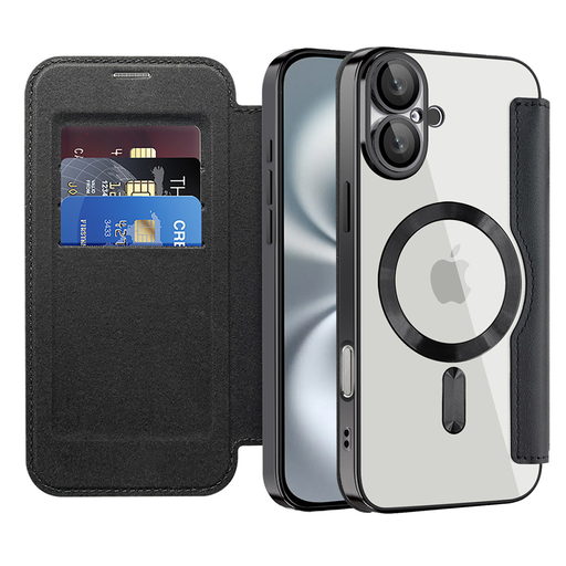 Techsuit - SmartMag Könyv Tok - iPhone 16 - Fekete tok