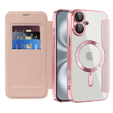  Techsuit - SmartMag könyvtok - iPhone 16 - Rózsaszín tok