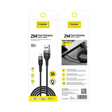 FONENG kábel X51 Micro USB 3A 2M Fekete