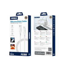 JELLICO kábel B24 USB-C - Lightning PD 30W 1M Fehér