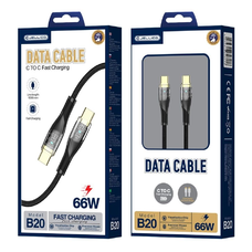 JELLICO kábel B20 USB-C - USB-C PD 66W 1M Fekete