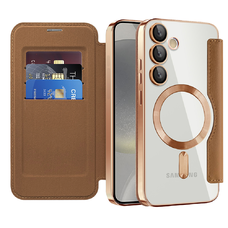  Techsuit - SmartMag Könyv Tok - Samsung Galaxy S24 - Barna tok
