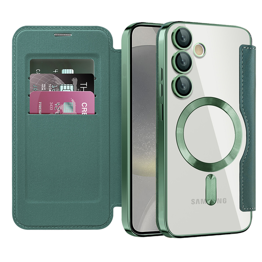  Techsuit - SmartMag Könyv Tok - Samsung Galaxy S24 - Zöld tok