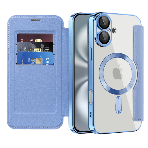  Techsuit - SmartMag könyvtok - iPhone 16 Plus - Világoskék tok