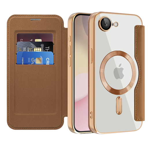  Techsuit - SmartMag könyv tok - iPhone 16-hoz - Barna