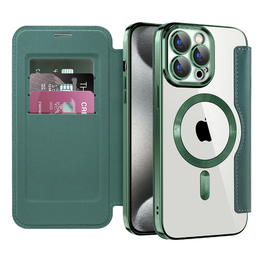Techsuit - SmartMag Könyv Tok - iPhone 15 Pro - Zöld tok Techsuit - SmartMag Könyv Tok - iPhone 15 Pro - Zöld tok