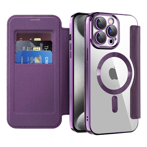 Techsuit - SmartMag könyvtok - iPhone 15 Pro - Lila tok Techsuit - SmartMag könyvtok - iPhone 15 Pro - Lila tok
