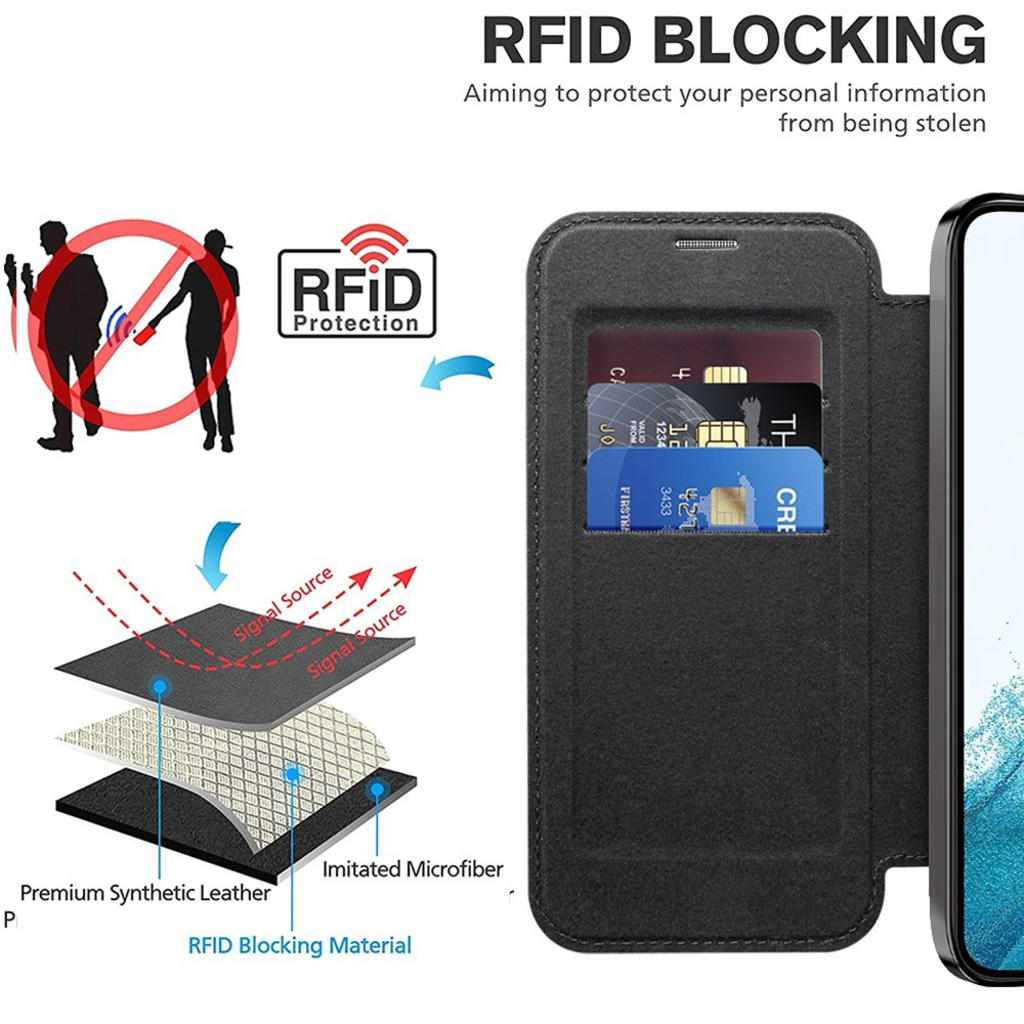  Techsuit - SmartMag Könyv Tok - Samsung Galaxy S22 5G - Fekete tok - 8