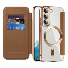  Techsuit - SmartMag Könyvtok - Samsung Galaxy S22 5G - Barna tok