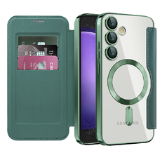  Techsuit - SmartMag Könyv Tok - Samsung Galaxy S23 FE - Zöld tok