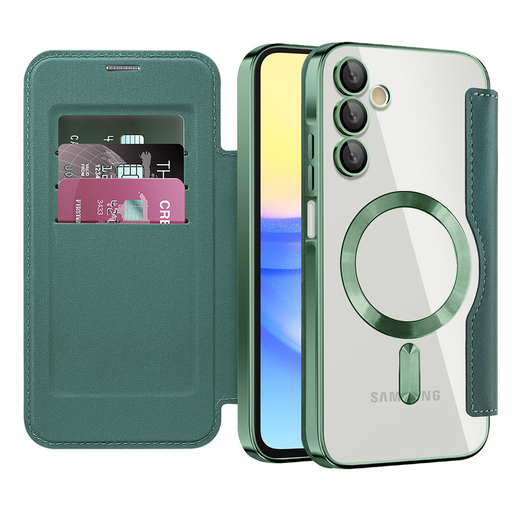  Techsuit - SmartMag könyvtok - Samsung Galaxy A15 4G / A15 5G - Zöld tok