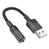 HOCO adapter AUX USB-ről 3,5 mm-es Jack csatlakozóra (női) Spirit LS37 fekete - 1. kép