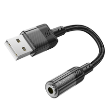 HOCO adapter AUX USB-ről 3,5 mm-es Jack csatlakozóra (női) Spirit LS37 fekete
