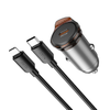 HOCO autós töltő Type C + kábel Type C - Lightning PD QC 30W NZ16 fém szürke - 1. kép