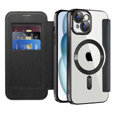  Techsuit - SmartMag könyvtok - iPhone 15 - Fekete tok