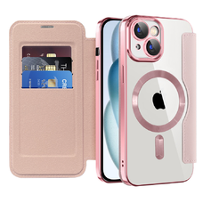  Techsuit - SmartMag Könyvtok - iPhone 15 - Rózsaszín tok