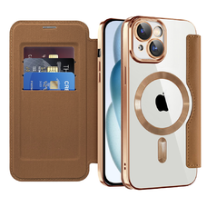  Techsuit - SmartMag könyv tok - iPhone 15 - Barna