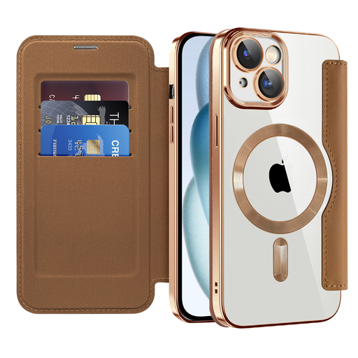 Techsuit - SmartMag könyv tok - iPhone 15 - Barna Techsuit - SmartMag könyv tok - iPhone 15 - Barna