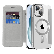  Techsuit - SmartMag könyvtok - iPhone 15 - Szürke tok