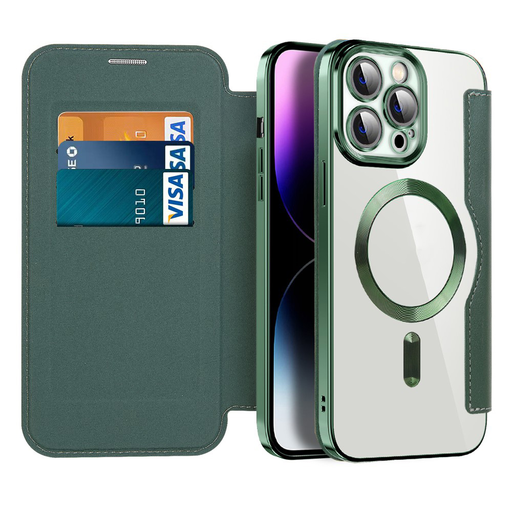 Techsuit - SmartMag Könyvtok - iPhone 14 Pro Max - Zöld tok Techsuit - SmartMag Könyvtok - iPhone 14 Pro Max - Zöld tok