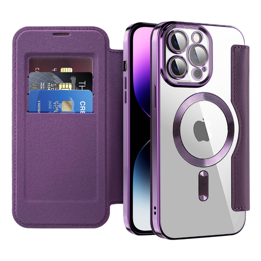Techsuit - SmartMag könyv tok - iPhone 14 Pro Max - Lila Techsuit - SmartMag könyv tok - iPhone 14 Pro Max - Lila