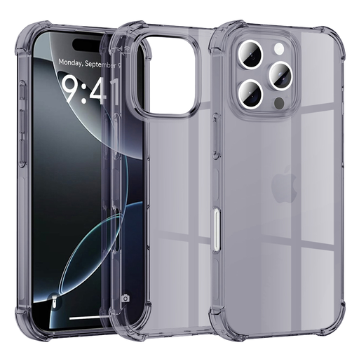 Techsuit - Ütésálló Átlátszó Szilikon - iPhone 16 Pro - Füst Fekete tok Techsuit - Ütésálló Átlátszó Szilikon - iPhone 16 Pro - Füst Fekete tok