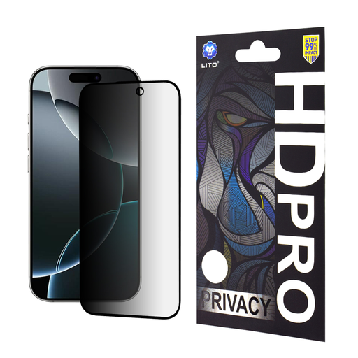 Lito - HD Pro Adatvédelem - iPhone 16 Pro - Fekete üvegfólia Lito - HD Pro Adatvédelem - iPhone 16 Pro - Fekete üvegfólia