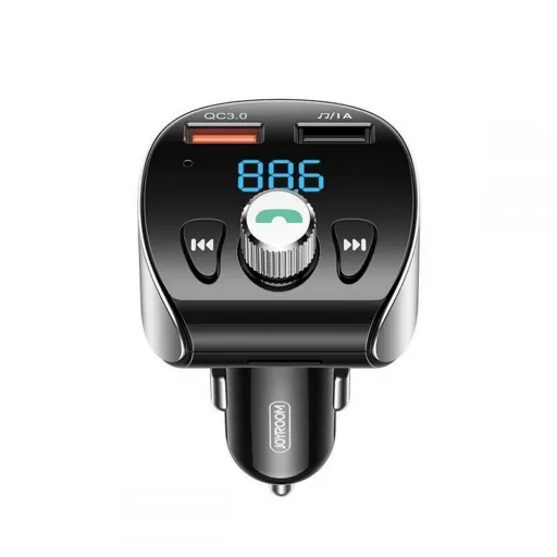 Bluetooth FM Transmitter + Joyroom 2xUSB szivargyújtós töltő fekete (JR-CL02)