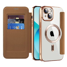 Techsuit - SmartMag könyv tok - iPhone 13 - Barna