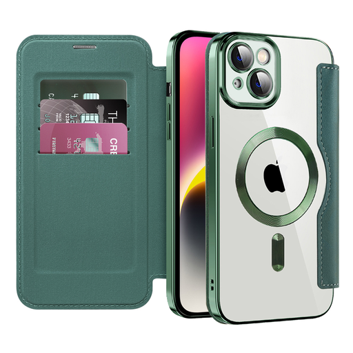Techsuit - SmartMag könyvtok - iPhone 14 Plus - Zöld tok