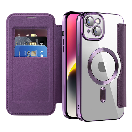 Techsuit - SmartMag Könyv Tok - iPhone 14 Plus - Lila tok