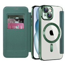 Techsuit - SmartMag könyvtok - iPhone 15 Plus - Zöld tok